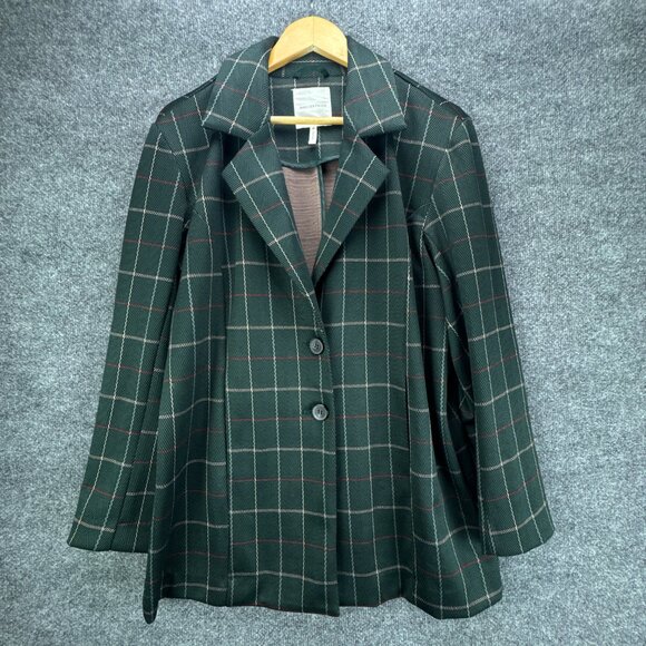 Avec‎ Les Filles Blazer Medium Green Plaid Academia Preppy Lightweight Relaxed - Picture 1 of 14